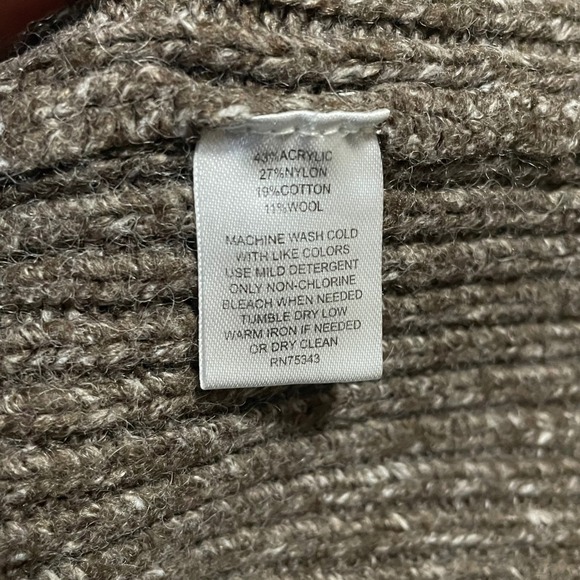 Anthropologie Kenji Hooded Knit Sweater 3/4 Dolman Sleeves V Neck Brown Small - Picture 9 of 9